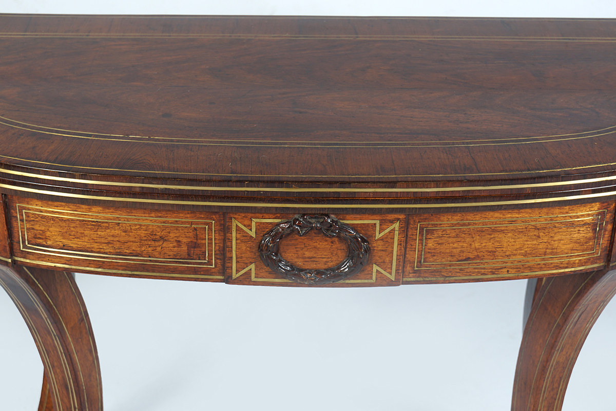 REGENCY PERIOD ROSEWOOD AND BRASS INLAID GAMES TABLE - Image 3 of 8