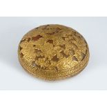 CHINESE QING GILT BRONZE AND AGATE PASTE JAR AND COVER