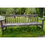 LARGE WEATHERED TEAK PARK BENCH