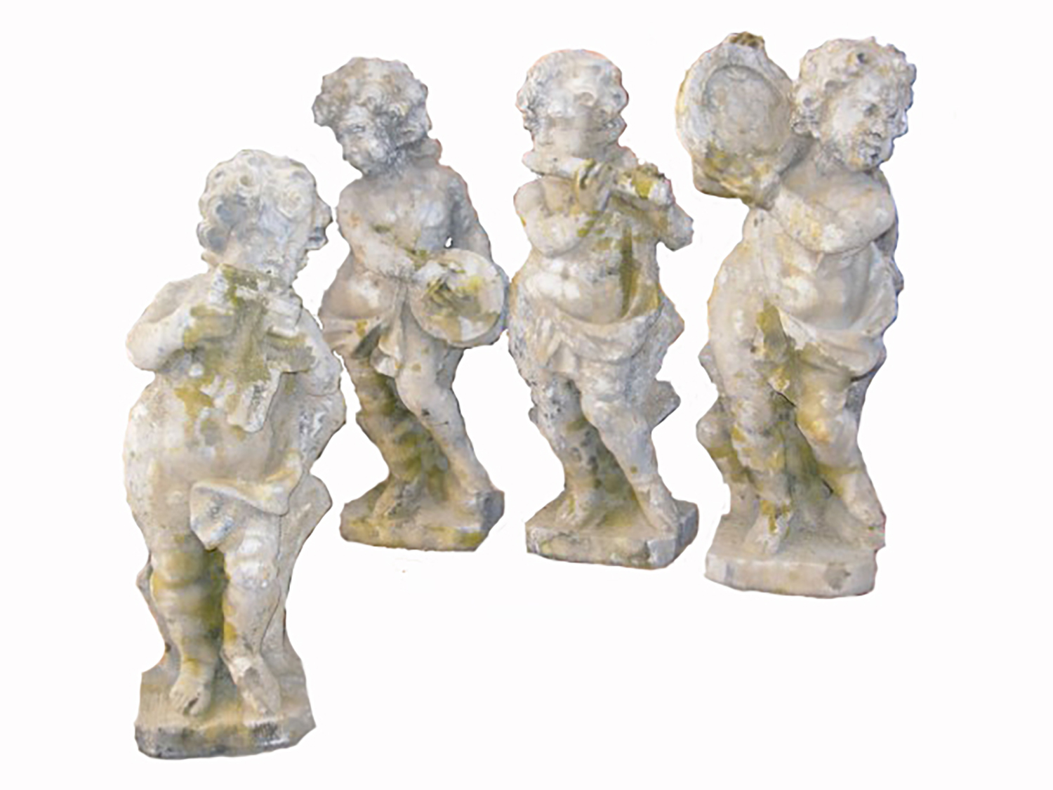 GROUP OF FOUR ITALIANATE STONE PUTTI