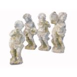 GROUP OF FOUR ITALIANATE STONE PUTTI