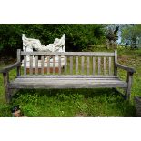 LARGE WEATHERED TEAK PARK BENCH