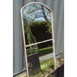 PAIR OF METAL FRAMED ARCHED MIRRORS