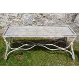 METAL FAUX BAMBOO PATIO TABLE