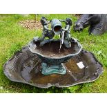 BRONZE CHERUB MOUNTED FOUNTAIN