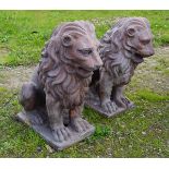 PAIR OF 19TH-CENTURY TERRACOTTA LIONS