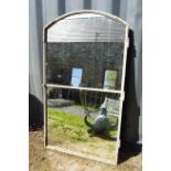 PAIR OF METAL FRAMED ARCHED MIRRORS