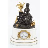 REGENCY MARBLE AND BRONZE MANTLE CLOCK