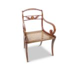 REGENCY PERIOD MAHOGANY BERGERE ARMCHAIR