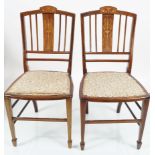 PAIR OF EDWARDIAN MAHOGANY AND MARQUETRY CHAIRS
