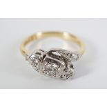 18CT ANTIQUE YELLOW GOLD AND PLATINUM RING