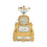 19TH-CENTURY ORMOLU AND SEVRES MANTLE CLOCK