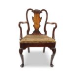 IRISH 18TH-CENTURY WALNUT ELBOW CHAIR