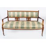 EDWARDIAN ROSEWOOD AND MARQUETRY WINDOW SETTEE