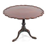 GEORGE III MAHOGANY SNAP TOP SILVER TABLE