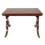 REGENCY MAHOGANY AND BRASS INLAID LIBRARY TABLE