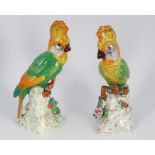 PAIR 19TH-CENTURY POLYCHROME CHINA PARAKEETS