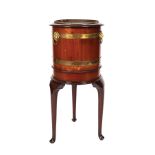EDWARDIAN MAHOGANY AND BRASS BOUND PLANT STAND