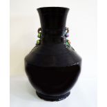 LARGE CHINESE MIRROR BLACK TEMPLE VASE