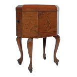 IRISH REGENCY MAHOGANY & BOXWOOD INLAID TEA POY