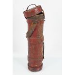 GEORGE III PERIOD LEATHER & CANVAS POWDER CARRIER