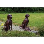 PAIR OF CAST IRON SEATED HUNTING DOGS