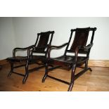 PAIR OF CHINESE QING HARDWOOD ASTRONOMERS CHAIRS