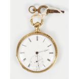 18 CT. OPEN FACE GOLD FUSEE POCKET WATCH