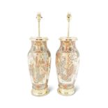 PAIR OF 19TH-CENTURY SATSUMA VASE STEMMED LAMPS