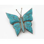 SILVER AND TURQUOISE BUTTERFLY BROOCH