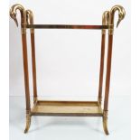 EDWARDIAN MAHOGANY AND BRASS STICK STAND