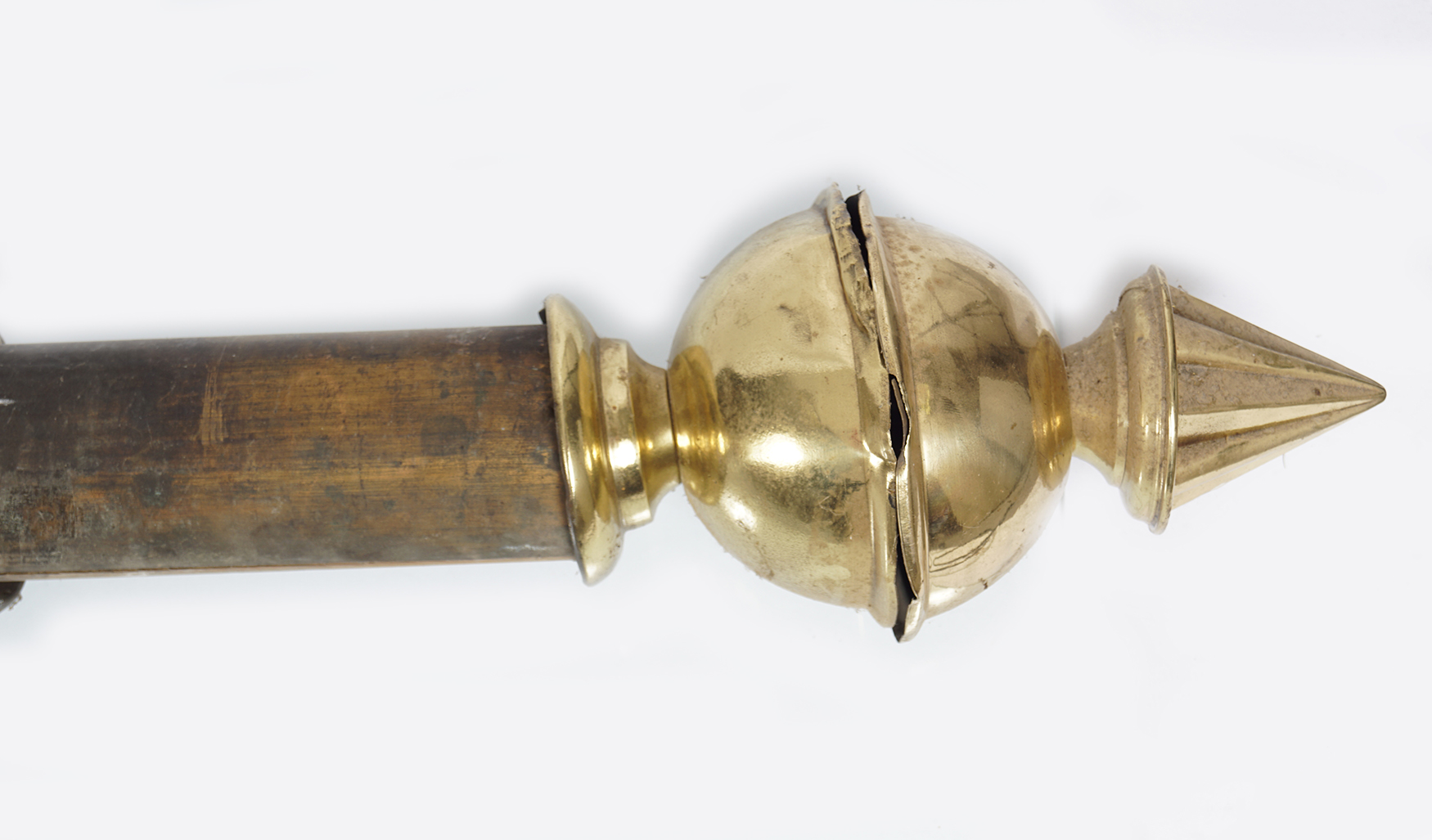 LARGE EBONIZED AND BRASS CURTAIN POLE - Image 2 of 2