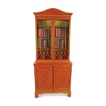 EDWARDIAN SATINWOOD & MARQUETRY BOOKCASE