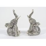 PAIR OF NOVELTY SILVER PLATE SALT AND PEPPER POTS