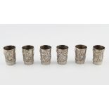 SET OF 6 SILVER PLATED SHOT GLASSES