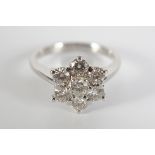 18 CT. WHITE GOLD DAISY CLUSTER RING