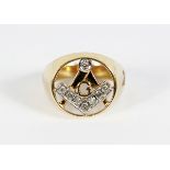 18 CT. GOLD AND DIAMOND MASONIC RING