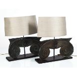 PAIR OF DESIGNER BRONZE TABLE LAMPS