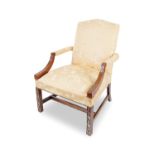 EDWARDIAN MAHOGANY GAINSBOROUGH CHAIR