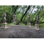 GROUP OF 4 LARGE ITALIANATE STONE FIGURAL STATUES