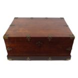 LARGE 19TH-CENTURY MAHOGANY AND BRASS BOUND TRUNK