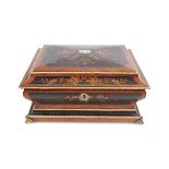 BRASS MOUNTED KINGWOOD & MARQUETRY CASKET