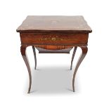 19TH CENTURY ROSEWOOD & BRASS INLAID WORK TABLE
