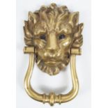 LARGE LION MASK BRASS DOOR KNOCKER