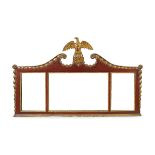 REGENCY MAHOGANY & PARCEL GILT OVER MANTLE MIRROR