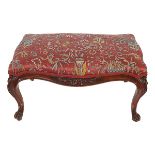 19TH-CENTURY CARVED WALNUT AND UPHOLSTERED STOOL