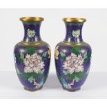 PAIR OF CHINESE CLOISONNÉ ENAMELLED VASES