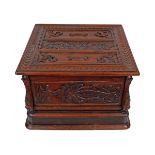19TH-CENTURY CARVED OAK BOX AND COVER