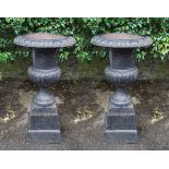 PAIR OF LARGE 19TH-CENTURY CAST IRON URNS