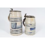 2 18TH CENTURY SALT GLAZED TANKARDS